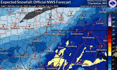 NWS Charleston snow amount forecast for Feb. 11-12, 2025
