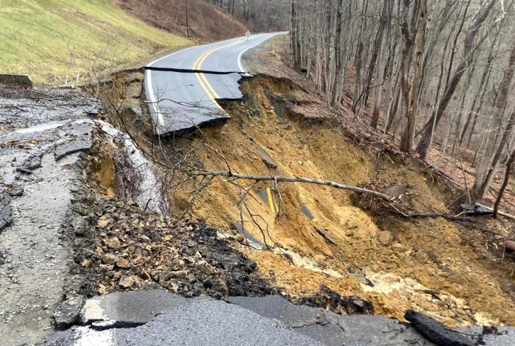 Washed out road, flooding