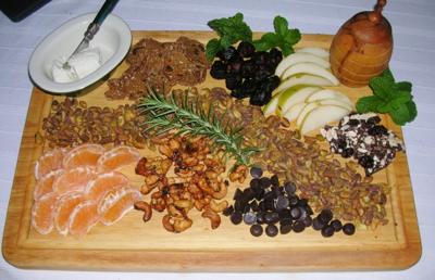 fruit and nut tray with herbs.JPG