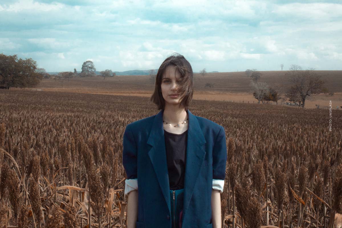 model-agency-management-young-model-blazer-wheat-field-blazer-farmer-short-hair-windy